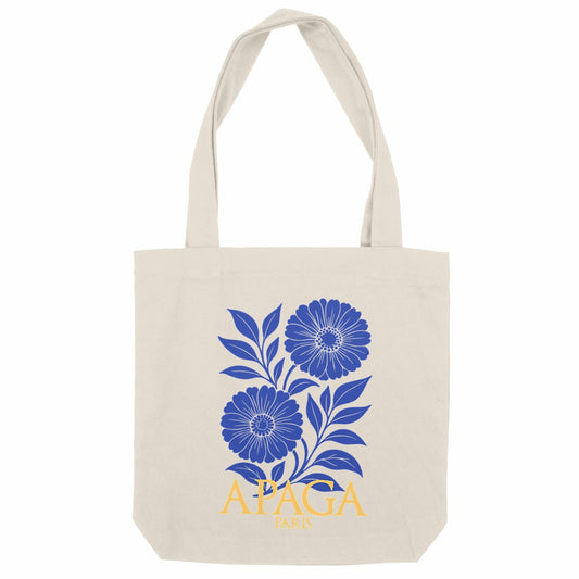 Totebag fleurs bleu 
